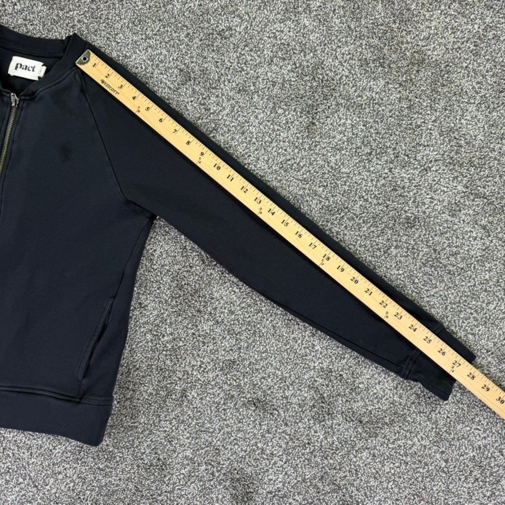 Pact Organic Cotton Full Zip Bomber Jacket Black Raglan Sleeve Women Medium READ - Picture 11 of 12
